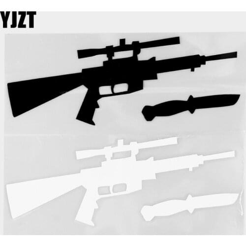 YJZT 6.0×16.0CM Exquisite Weapons Car Sticker Gun And Dagger Fashion Personality Vinyl Decal Decoration Black / Silver 20C-0333