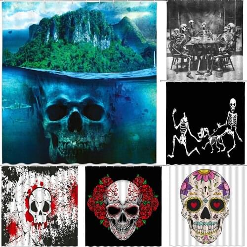 3D Printing Flowers Skull High Quality Washable Bath Curtains Screen for Bathroom Decoration Polyester Fabric Shower Curtain