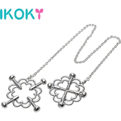 IKOKY Stainless Steel Nipple Clamps Sex Toys for Couple Erotic Toys Adjustable Adult Games Nipple Stimulator Breast Clips