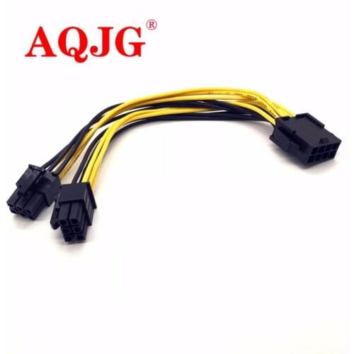 10pcs 21cm CPU 8Pin to Graphics Video Card Double PCI-E PCIe 6PIN Power Supply Splitter Cable Cord