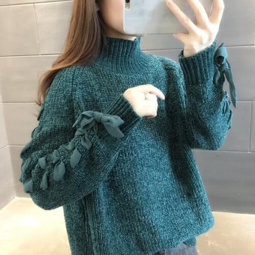 2020 New Autumn Winter Women High-Neck Sweater Pullover Loose Version Set Wild Thicke Shirt Female Long Sleeves Clothes Tops