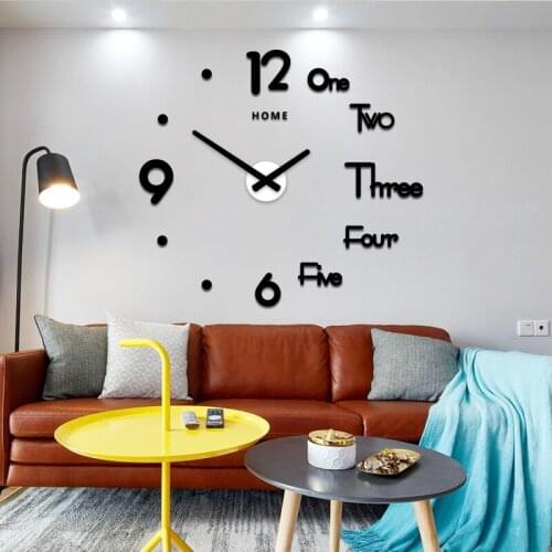 3D Big Size Fashion Wall Clock Acrylic Mirror Stickers Kitchen Living Room Home Decor Christmas Gift Quartz Needle Hot
