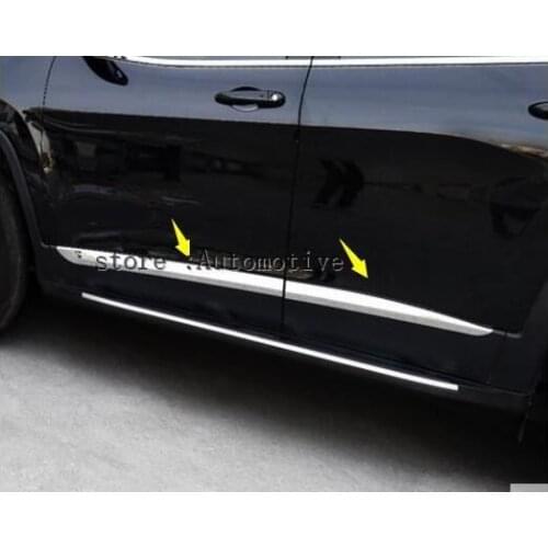 For 2014 2015 2016 2017 For Jeep Cherokee Chrome Body Molding Door Side Line Garnish Trim Cover Protector Guard Strip 4Pcs