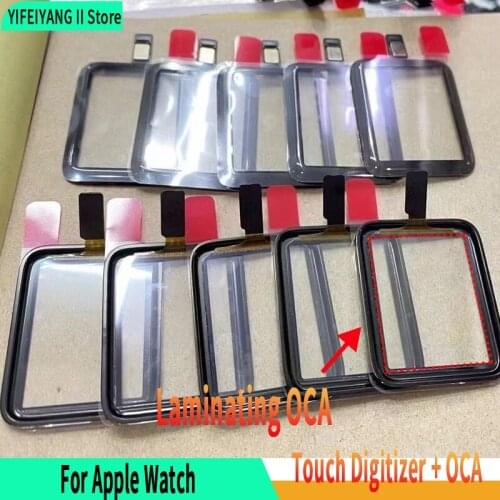 5Pcs 100% A quality For Apple Watch Series 5 4 Series 3 2 1 6 Laminate OCA Touch Screen Digitizer 40 44 38 42mm Repiar parts