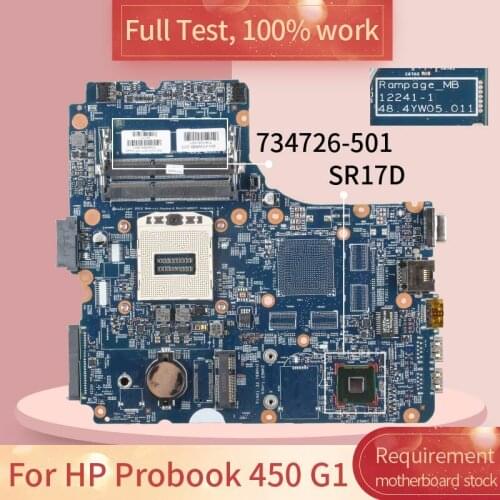 734726-601 For HP Probook 450 G1 12241-1 734726-501 SR17D DDR3 Notebook motherboard Mainboard full test 100% work
