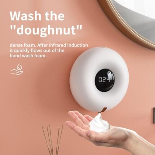 280ML Donuts Automatic Soap Dispenser Bathroom Kitchen Soap Sprayer Touchless Alcohol Disinfection Foaming Liquid Soap Dispenser