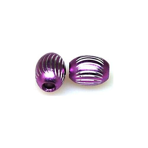 Beads,Loose beads,8*11mm Oval Aluminium Beads,Purple beads with carving, sold of 500pcs