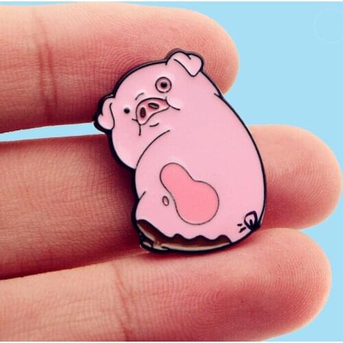 Cartoon Cute Pink Pig Swine Pink Pig Enamel Brooch Pins Badge Collar Lapel Pins Alloy Metal Fashion Jewelry