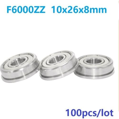 100pcs/lot F6000ZZ F6000 ZZ F6000Z F6000-ZZ 10x26x8 mm flange Ball Bearing deep groove 10*26*8mm
