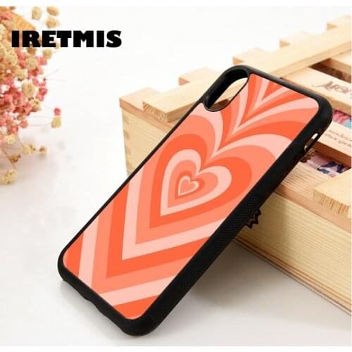 Iretmis 5 5S SE 6 6S TPU Silicone Rubber Phone Case Cover for iPhone 7 8 Plus X Xs 11 12 MINI Pro Max XR Love In Orange