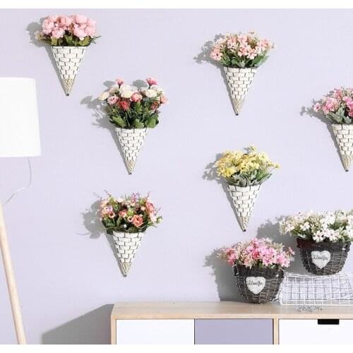 Artificial flower wall hanging basket indoor wall decoration hanging wall silk flower decoration home hotel wall flower