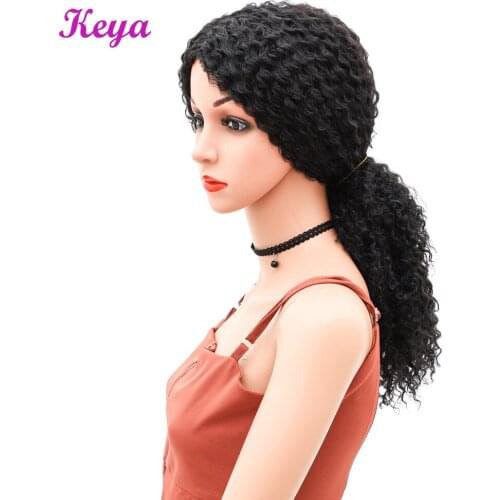 Keya Afro Wig 18 Inch Long Afro Kinky Curly Wigs 1B Color African Hair style 180G Synthetic Wigs for Black Women