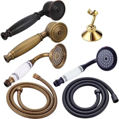 Bronze Black Antique Gold Chrome Brass Telephone Style Bathroom Shower Head Water Saving Hand Held Shower Head Spray &1.5m Hose
