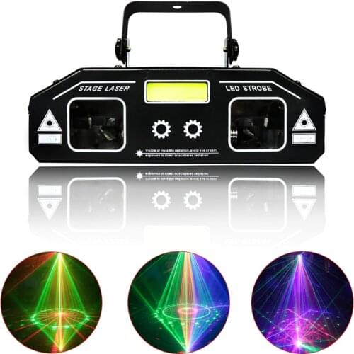 Disco laser light laser+strobe 2in1 effect nightclub RGB colorful beam lighting christmas decorations home party projetor