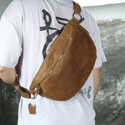Genuine Leather Men Waist Packs for Brand Shoulder Bag Small Belt Travel Fanny Pack Male Cowhide Leather Chest Bags Bolsa