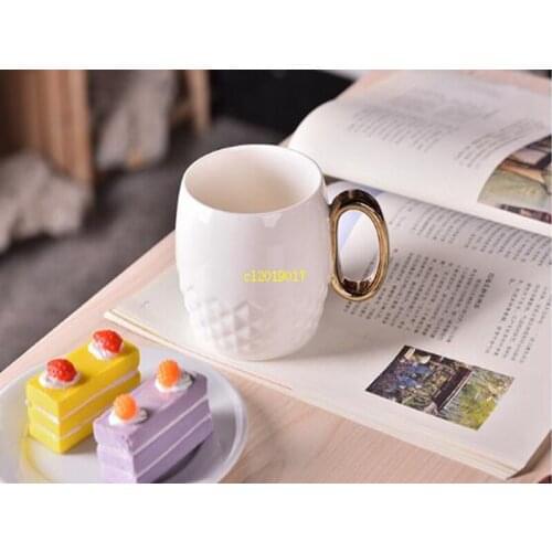 New creative fashion ceramic gold handle coffee cup office couple water cup