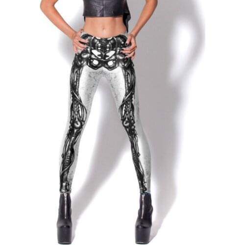 New Slim Leggins Sexy Women Polyester female Leggings Fitness Workout Trousers 3D Print skeleton ankle length Pants
