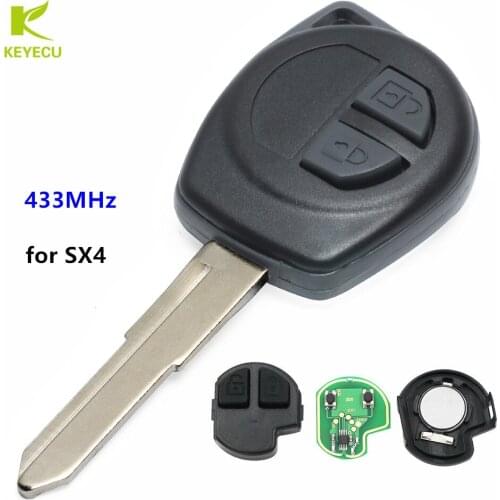 KEYECU Complete New Remote Key Fob 2 Button 433MHz ID46 for SUZUKI SX4 2007-2013 Uncut Blade HU87