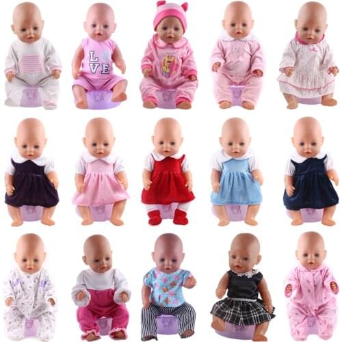 Doll Clothes Pajamas 15 Sets Dress Jump Suits Fit 18 Inch American&43 Cm Baby New Born Reborn Doll Generation Christmas Girl`s