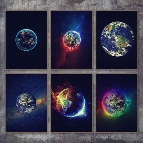 Space Landscape Canvas Painting Earth Planet Posters and Prints Art Print Mural Pictures Modern Living Room Home Wall Decoration