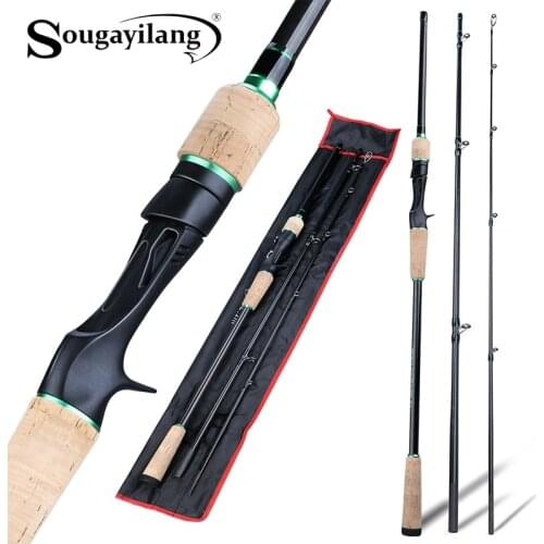 Sougayilang 3 Sections Portable Fishing Rod 1.8-2.4M Carbon UltraLight Spinning /Casting Fishing Pole EVA Handle Outdoor Tackle