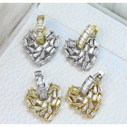 3Pairs Heart shape Earrings Drop earrings Zircon heart earrings Accessories Dangle earrings Gift for women jewelry 51575