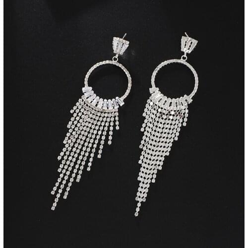 New Trend Sparkling Rhinestone Tassel Claw Chain womens Earrings Dinner Party Wedding Fashion Jewelry Accessories E765