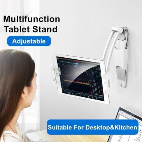 Foldable Tablet Stand Holder With Fixed Base Adjustable Desktop Kitchen Tablet Bracket Support For 5 To 13 Inch IPad Pro Huawei