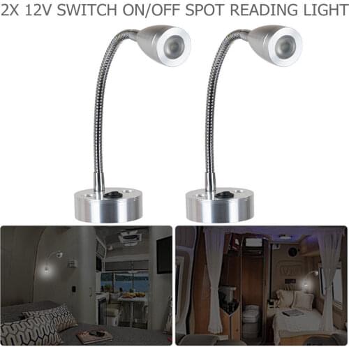 2PCS 12V Warm LED Spot Reading Light 170LMON OFF Switch Camper Caravan VAN Boat Motorhome Warm Light 2W 6000K
