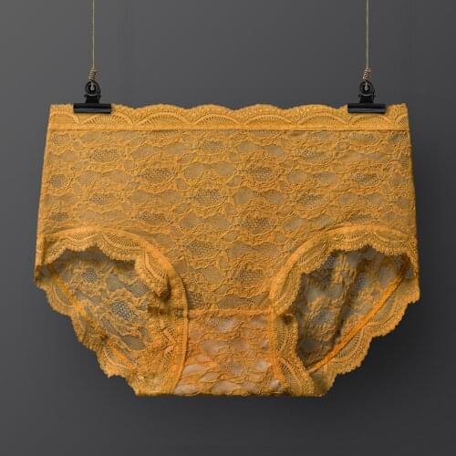 Women Sexy Underwear Lace Transparent Briefs Women Mid Waist Invisible Panties Seamless Solid Color Underpants Girl Soft Panties