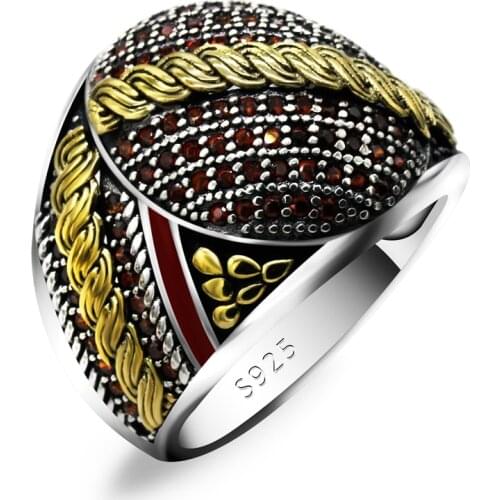 Punk Style Gold Red color Women Men Hiphop Gem Rings High quality Width Signet Finger Rings for Men Party Wedding Jewelry Gifts