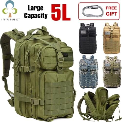 50L Large Capacity Men Army Military Tactical Backpack 3P Softback Outdoor Waterproof Bug Rucksack Hiking Camping Hunting Bags