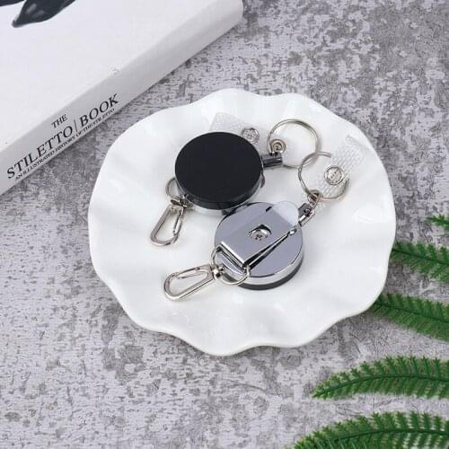 Retractable Pull Key Ring ID Badge Lanyard Name Tag Card Holder Recoil Reel Belt Clip