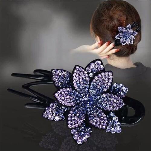 Rhinestone Flower Crab Hair Claws Vintage Hair Clips Girls Duckbill Hairpin Hair Accessories Women Ponytail Clips Headwear 2021