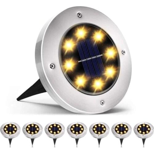 1/3/7/12PCS 8 LED Solar Powered Disk Lights Waterproof Garden Landscape Lighting Outdoor Yard Deck Patio Pathway Lawn Lamp