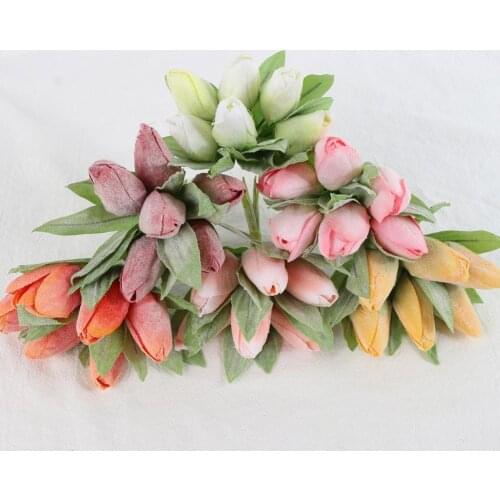 Plastic 1 Bouquet Special Delicately Cut Artificial Tulip Anti-fall Artificial Flower Bouquet Charming Table Decor