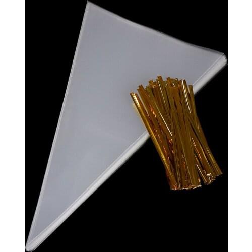 100X clear cone shape cellophane bags candy popcorn flower packing bag wedding