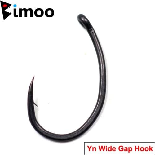 Bimoo 20pcs Europe Matte Black Carp Hooks High Carbon Steel Barbed Curve Shank Yn Carp Fishing Hook 2-10