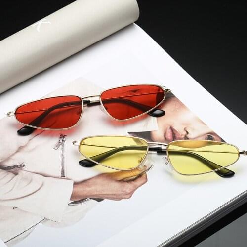 2018 New Retro Cat Eye Sunglasses Women Yellow Red Lens Sun glasses Fashion Weight Sunglass for women Vintage Metal Eyewear