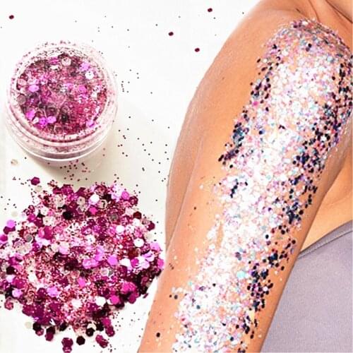 2020 Hybrid Sequins Glitter Round Colorful Glitter Pots Nail Face body Shadow Glitter Beauty Makeup Shinning Glitter Powder