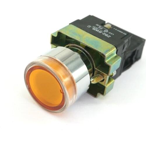 24V AC/DC 1 Normal Open Momentary Yellow Flush Pushbutton With Pilot Light Lamp XB2BW35B1C