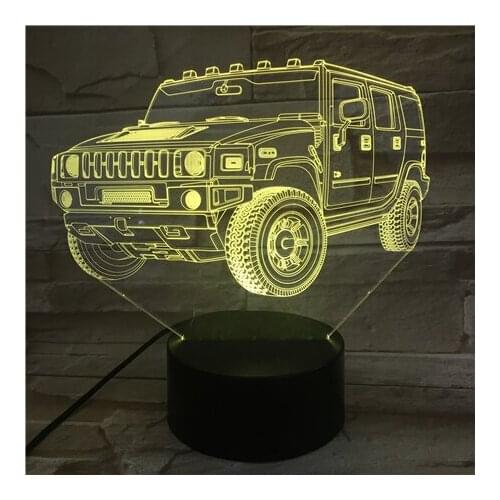 3D Lamp Jeep Off-road Vehicle Bright Base Atmosphere Touch Sensor 7 Colors No Remote for Christmas Present Led Night Light Lamp