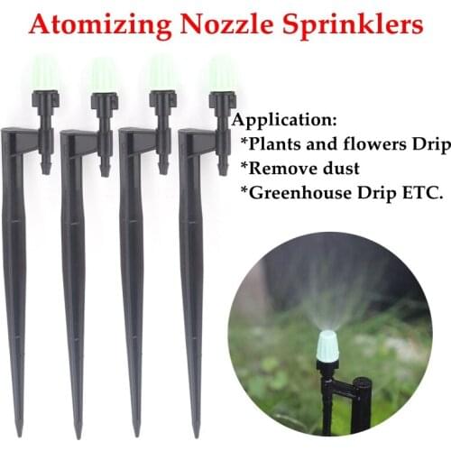 5Pcs Green Black Round headAtomizing Nozzle Irrigation Sprinkler Nozzle Support Spike Watering Sprinklers Stakes Water Connector