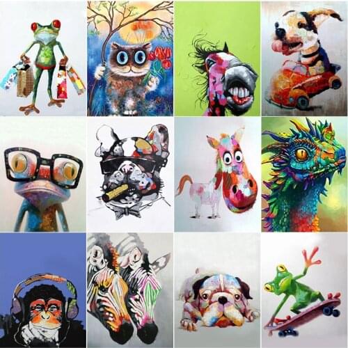 5D Diy Diamond Embroidery Mosaic Cartoon Animal Frog Gorilla Paintings Rhinestone Watercolor Pictures Wall Art Home Decoration