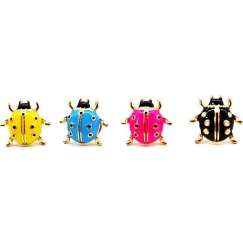Free shipping 12pcs/ lot fashion jewelry accessories new design metal enamel cute insect ladybug badge brooch pin