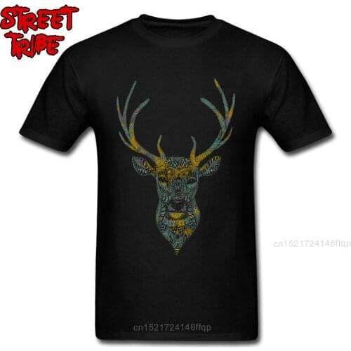 Deer Elusive Tops Tees Student T-shirts Men Simple Style Tshirts Funky 3D Short Sleeve Cotton Clothes Black Vintage T Shirts