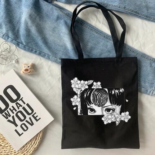 Tomie canvas bag Japanese anime women bag shoulder bag horror casual ins dark large-capacity Harajuku cartoon women shopper bags