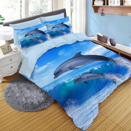 3D Duvet cover set bed linens euro Family size bedding sets Queen King Double on the bed bed Sleeping set Animal dolphin