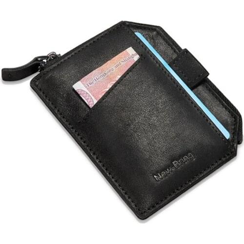 Genuine Cow Leather Zipper Wallet Male Mini Money Purse Slim ID Bank Card Holders Short Male Clutch Mens Wallets Coin Purses