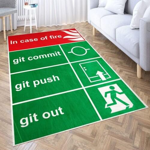 Git Commit Git Out Carpet for Living Room 3D Anime Cartoon Rug Gamer Teen Room Bedside Lounge Rug Kids Children Floor Mats